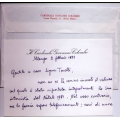 Cartoncino autografo del Cardinale  Giovanni Colombo - 1983